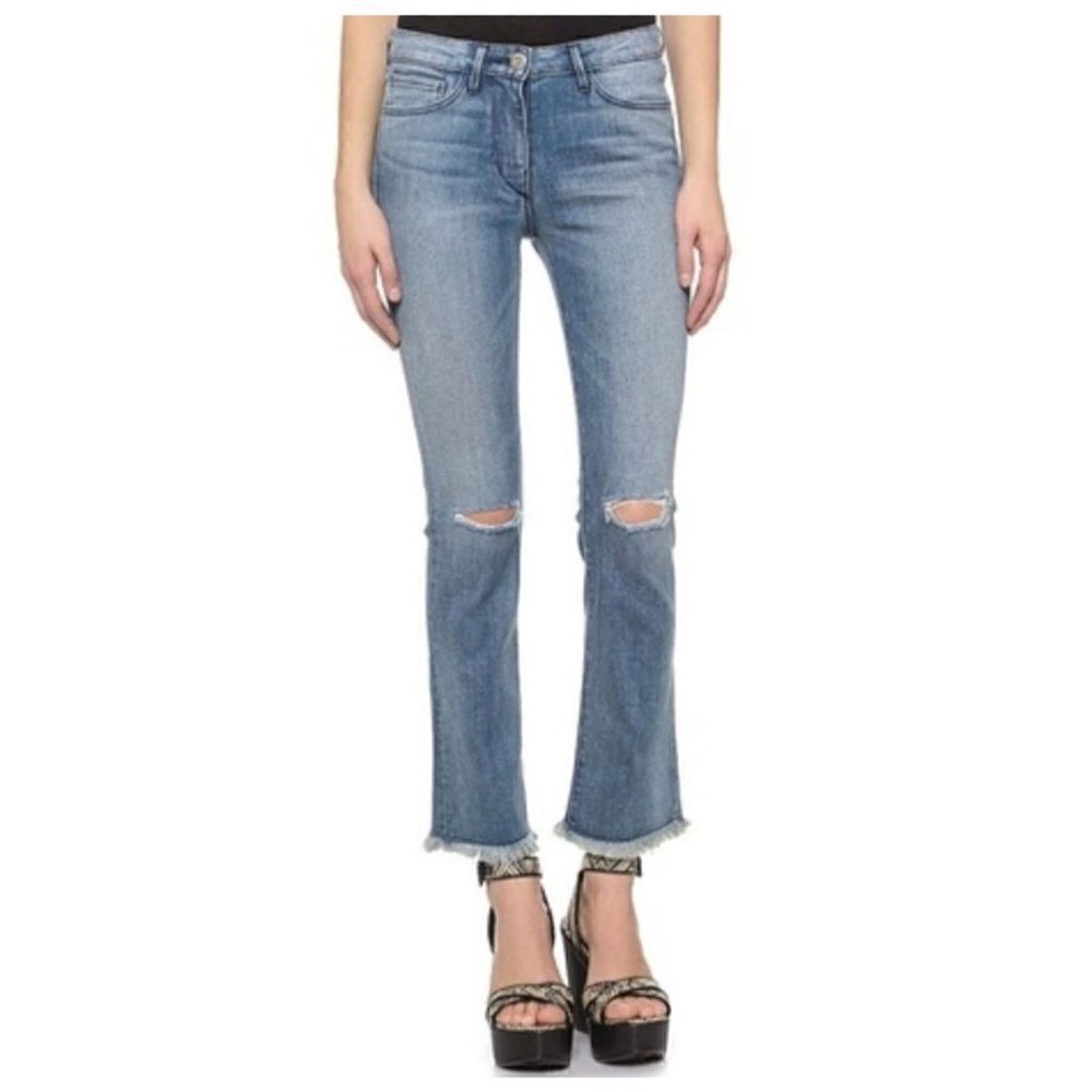 3x1 Frayed Cropped Distressed Jeans - Size 24